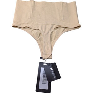 Bellafit High-Waist Tummy Control Shaping Thong In A Nude Or Beige Color Size L
